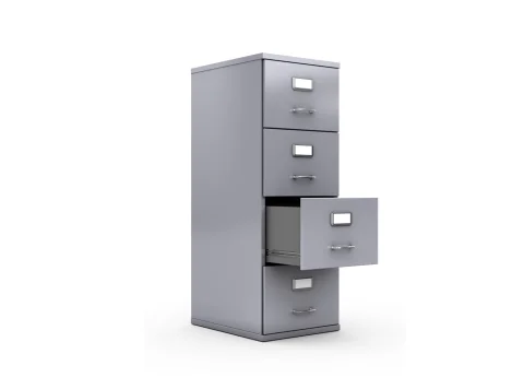 4 Drawer File Cabinet, 15 x 52 x 25, Grey