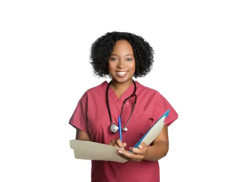 Women’s Basic 1-Pocket Pink Scrub Top